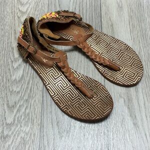 Matisse Brown Braided T-Strap Beaded Sandals